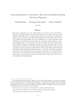 From Immigrants to Americans: Race and Assimilation During the Great Migration