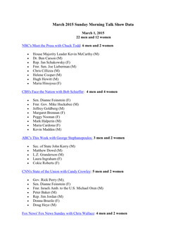 March 2015 Sunday Morning Talk Show Data