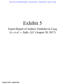 Exhibit 5 Expert Report of Andrew Zimbalist in Cung Le, Et Al