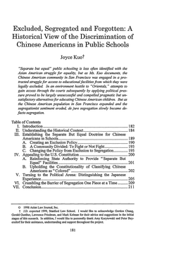 A Historical View of the Discrimination of Chinese Americans in Public Schools