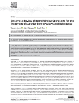 Systematic Review of Round Window Operations for the Treatment of Superior Semicircular Canal Dehiscence
