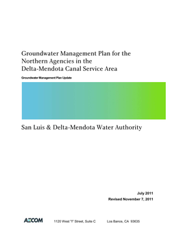 Groundwater Management Plan for the Northern Agencies in the Delta-Mendota Canal Service Area