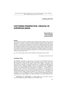 Factoring Perspective: Croatia Vs European Union