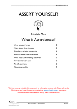 Module 1: What Is Assertiveness?