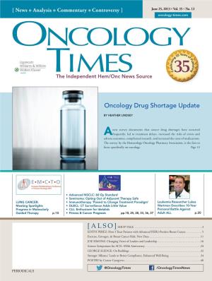 Oncology Drug Shortage Update