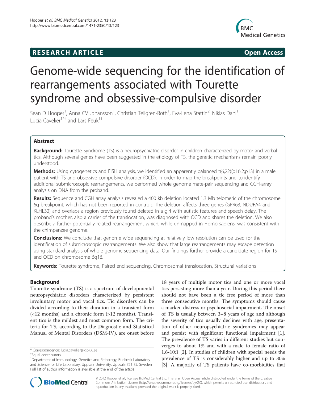 Genome-Wide Sequencing for the Identification of Rearrangements