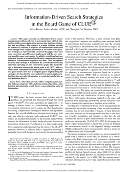 Information-Driven Search Strategies in the Board Game of Clue 609