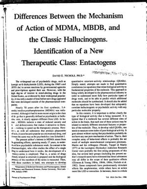 MDMA, MBDB' and I! I the Classichallucinogens