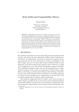 Kurt Gödel and Computability Theory