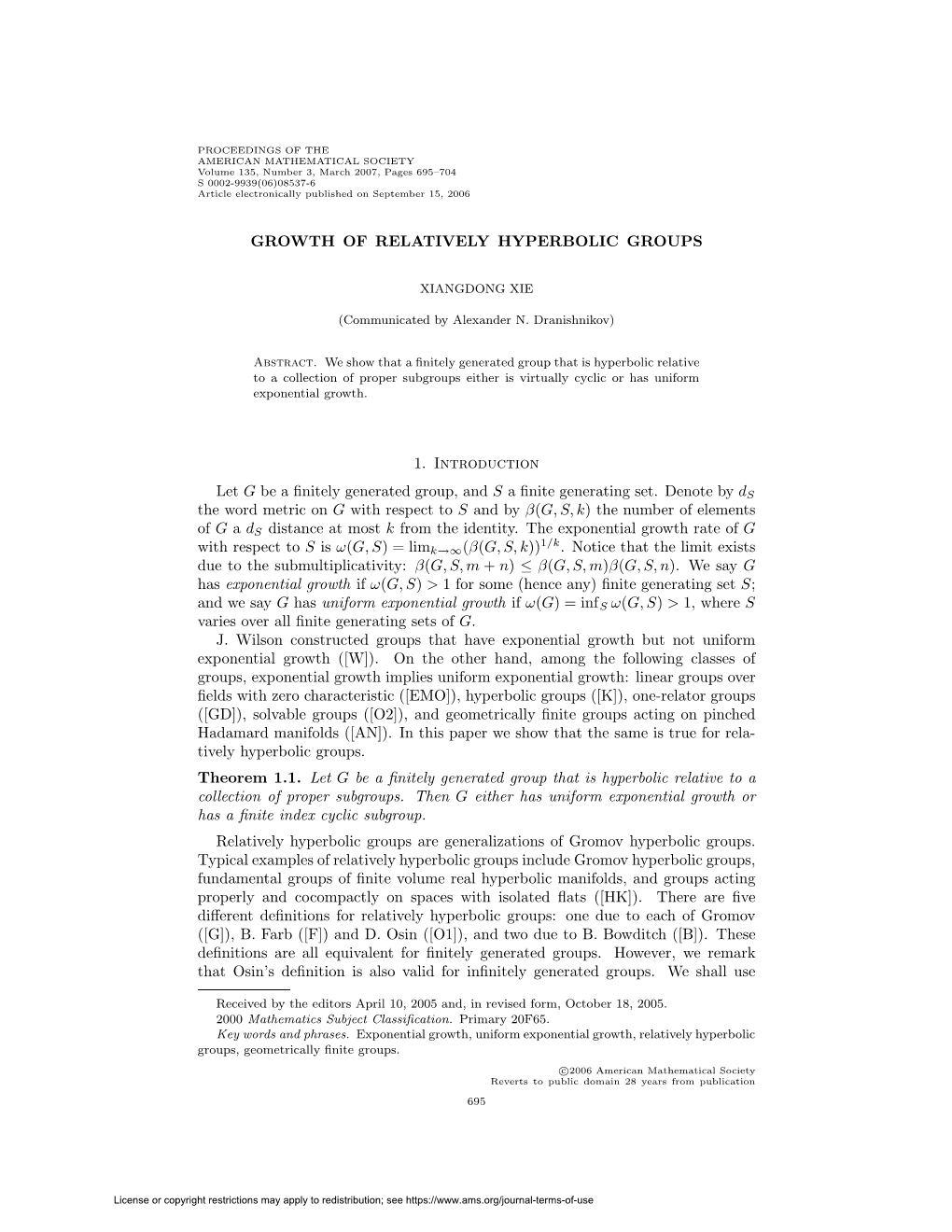 Growth of Relatively Hyperbolic Groups 1