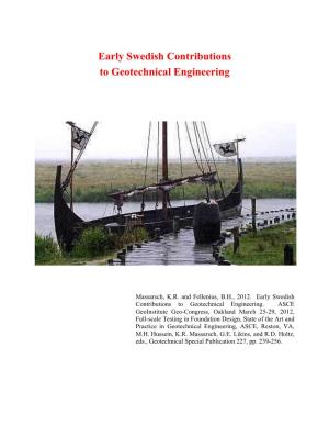 Early Swedish Contributions to Geotechnical Engineering