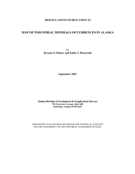 Map of Industrial Minerals Occurrences in Alaska