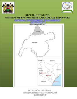 Mt Elgon District Environment Action Plan 2009-2013 Executive Summary