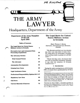 The Army Lawyer (ISSN 0364-1287) Editor Virginia 22903-1781
