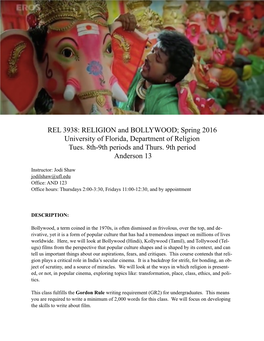 Religion and Bollywood Syllabus
