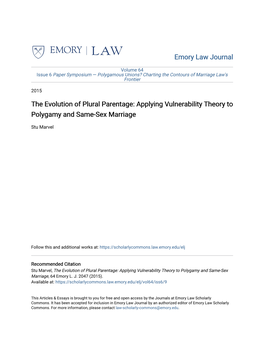 Applying Vulnerability Theory to Polygamy and Same-Sex Marriage