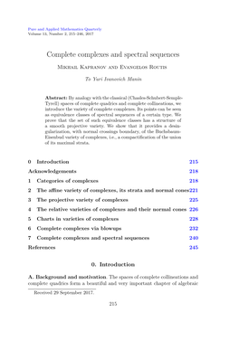 Complete Complexes and Spectral Sequences