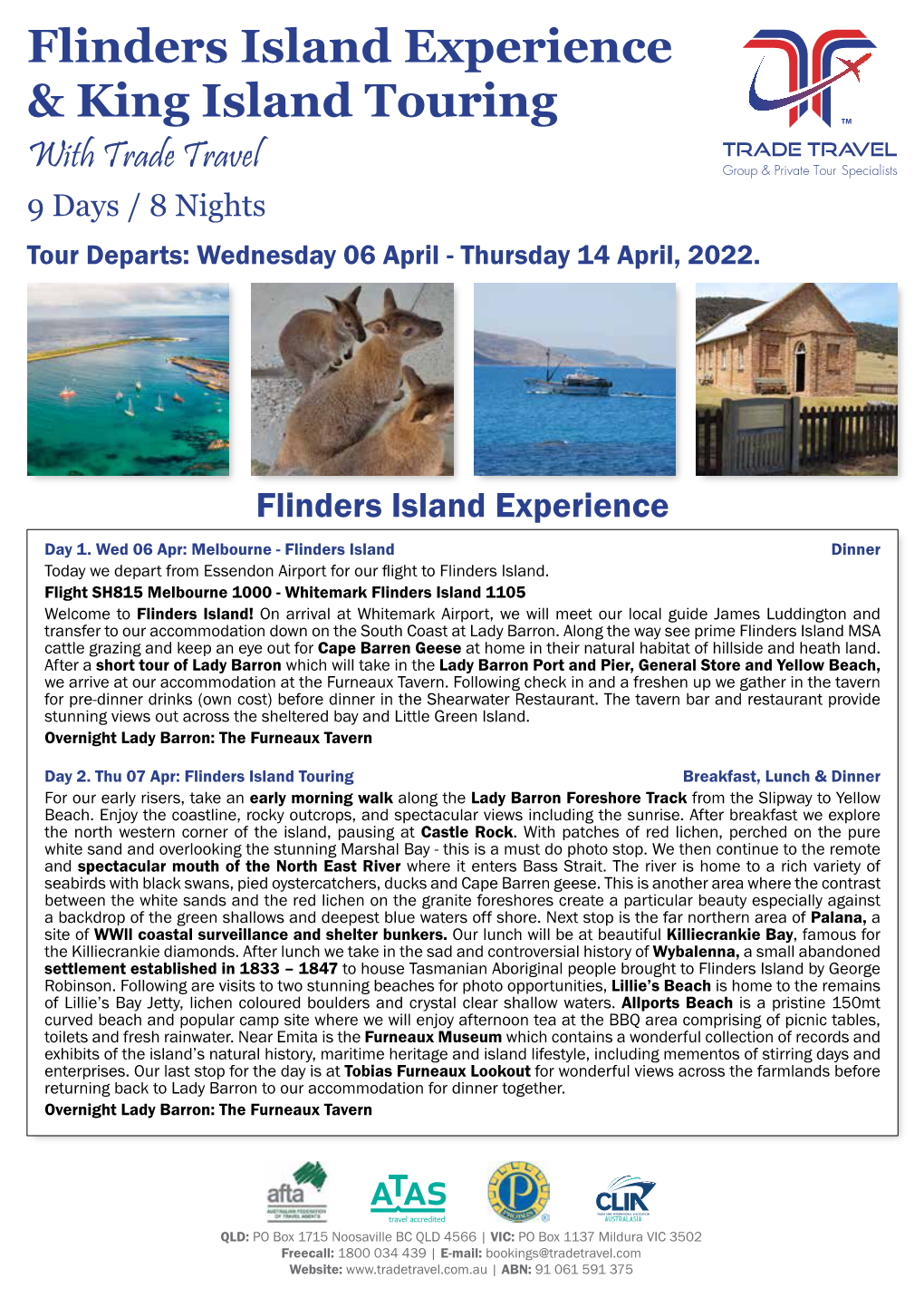 Flinders Island Experience & King Island Touring