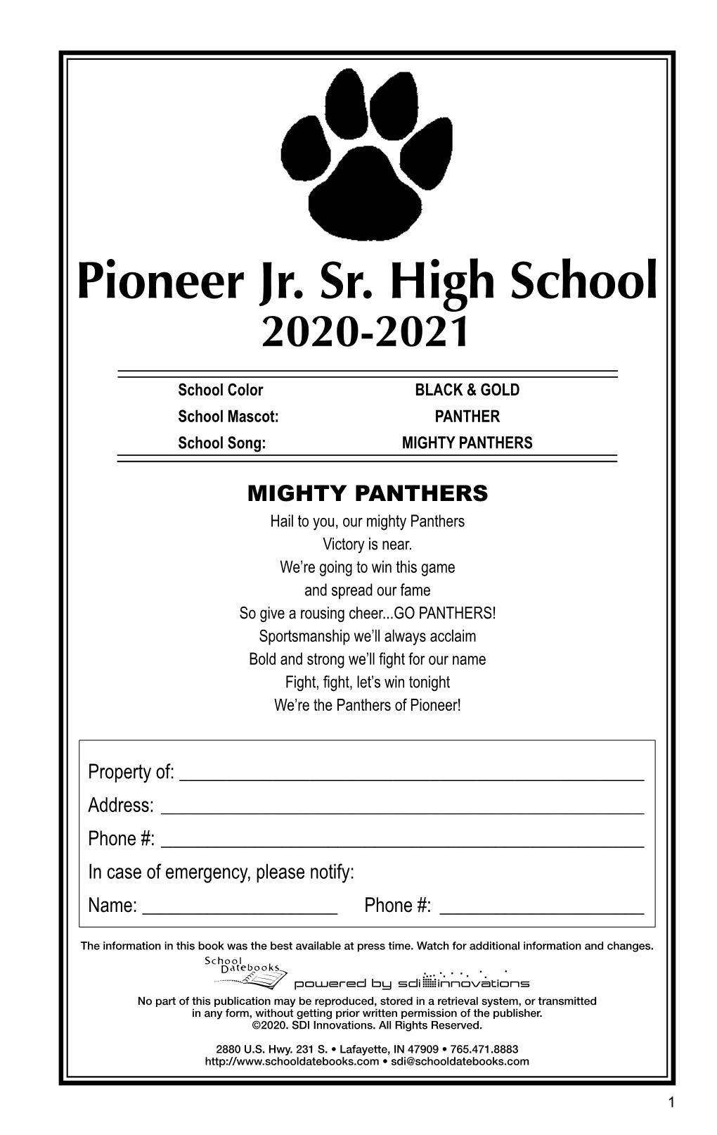 Pioneer Jr. Sr. High School 2020-2021