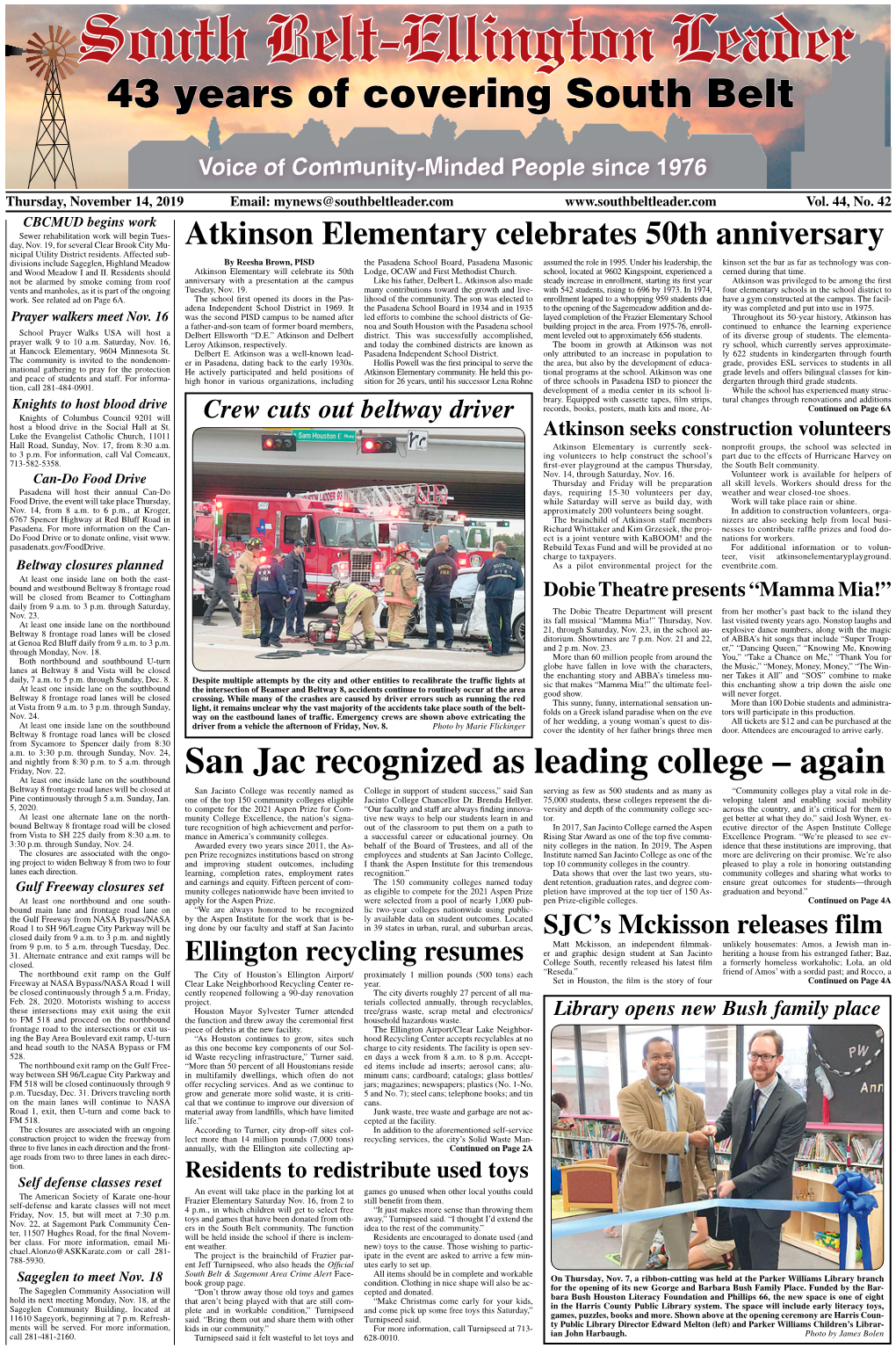 South Belt-Ellington Leader Thursday, November 14, 2019