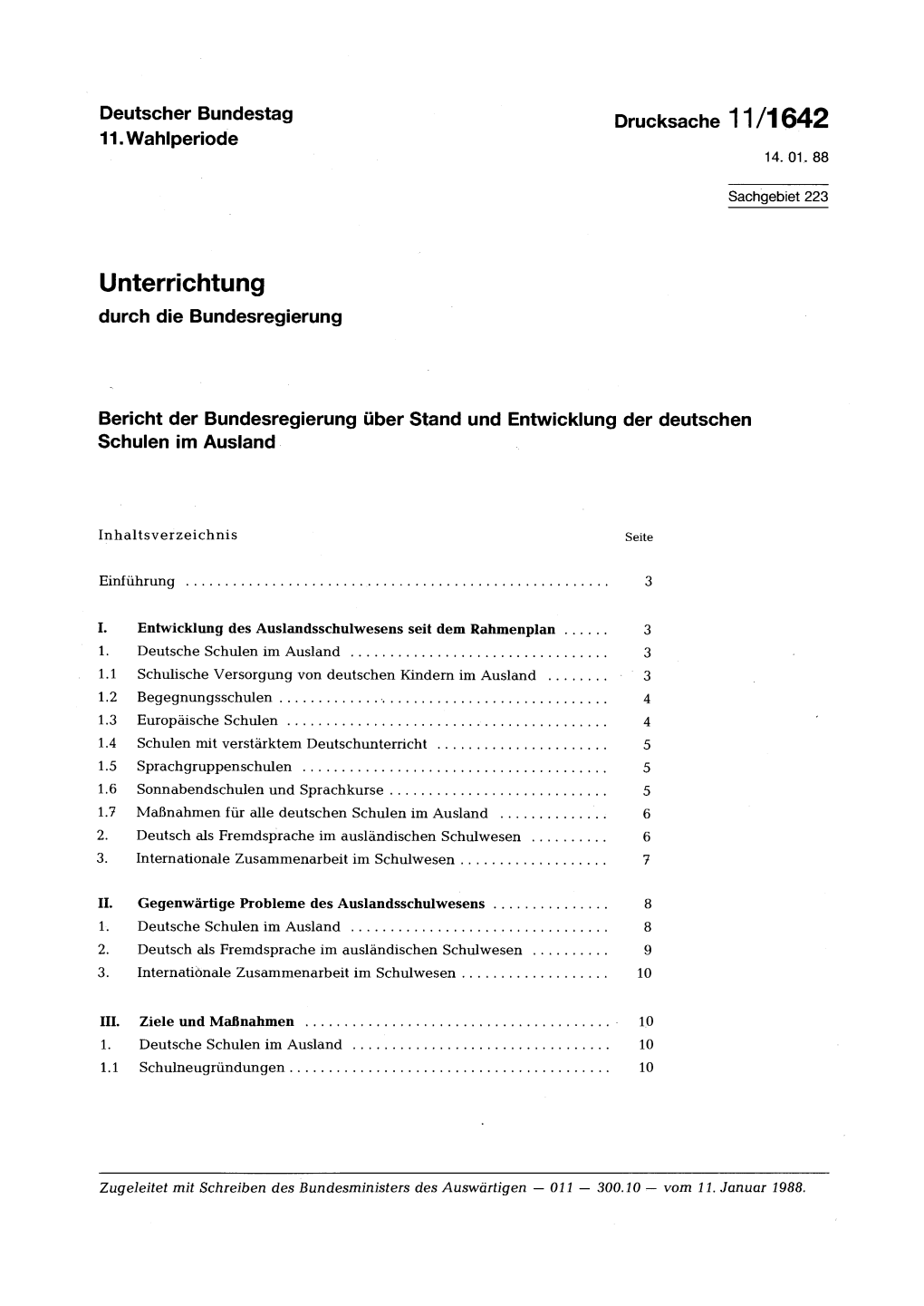 Unterrichtung Durch Die Bundesregierung