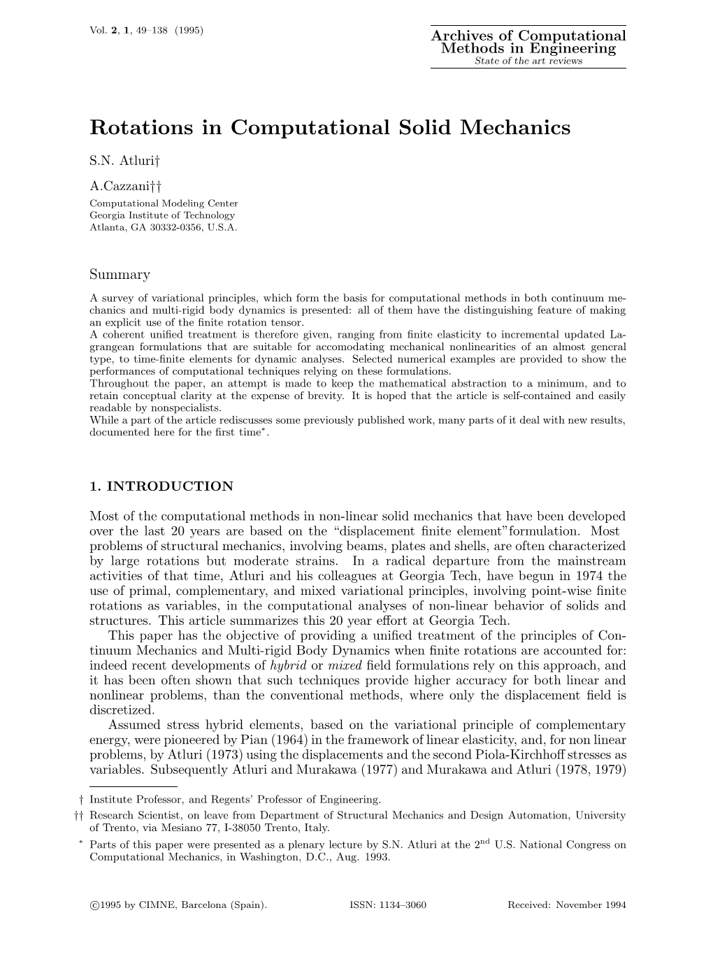 Rotations in Computational Solid Mechanics