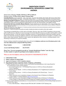 Marathon County Environmental Resources Committee Agenda