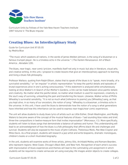 Creating Blues: an Interdisciplinary Study