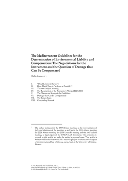 The Mediterranean Guidelines for the Determination of Environmental