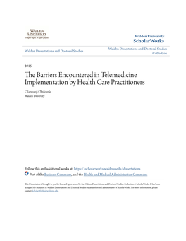 The Barriers Encountered in Telemedicine Implementation by Health Care Practitioners