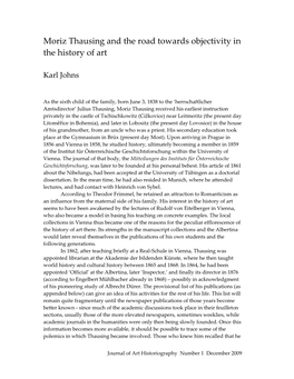 Moriz Thausing and the Road Towards Objectivity in the History of Art