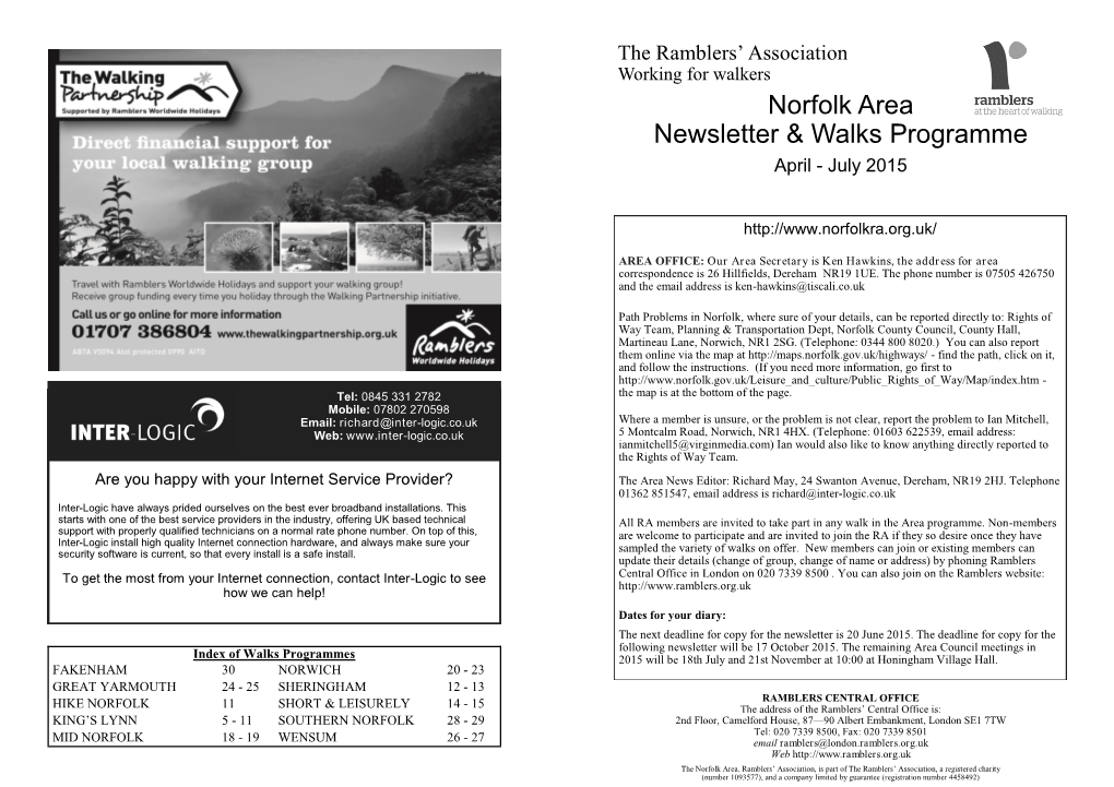 Norfolk Area Newsletter & Walks Programme