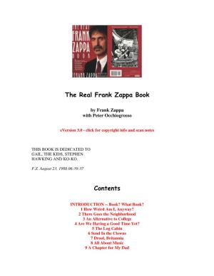 The Real Frank Zappa Book Contents