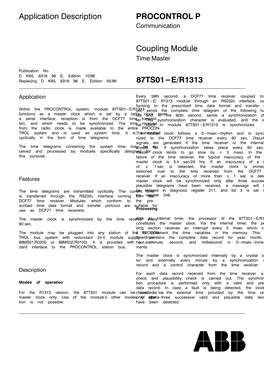 Application Description PROCONTROL P 87TS01-E/R1313 Coupling Module