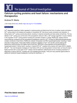 Calcium Cycling Proteins and Heart Failure: Mechanisms and Therapeutics