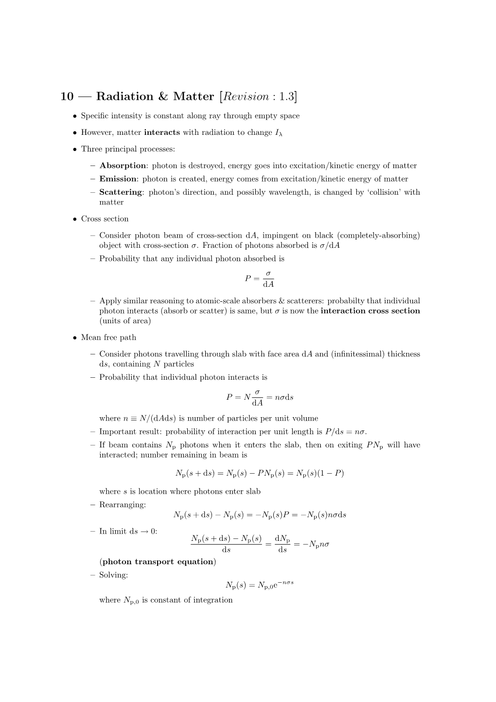 10 — Radiation & Matter [Revision : 1.3]