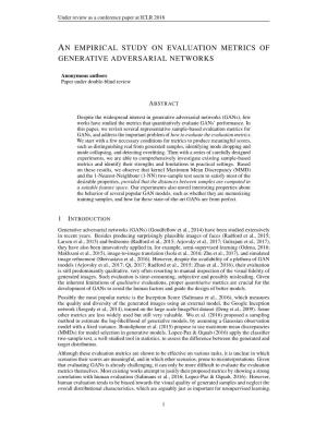 An Empirical Study on Evaluation Metrics of Generativeadversarialnetworks