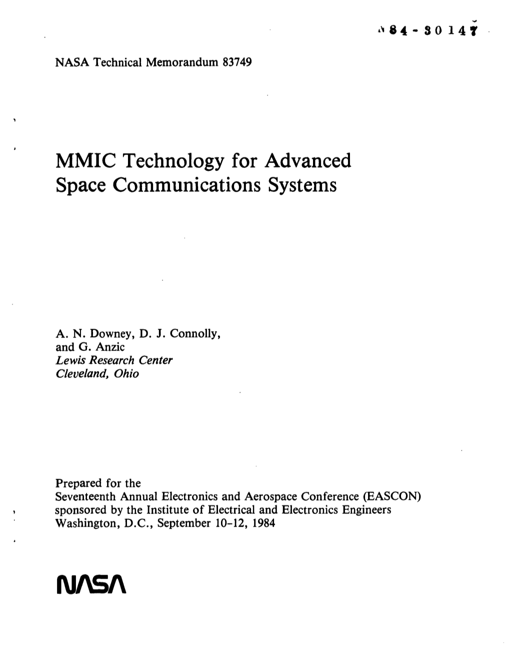 MMIC Technology for Advanced Space Communications Systems
