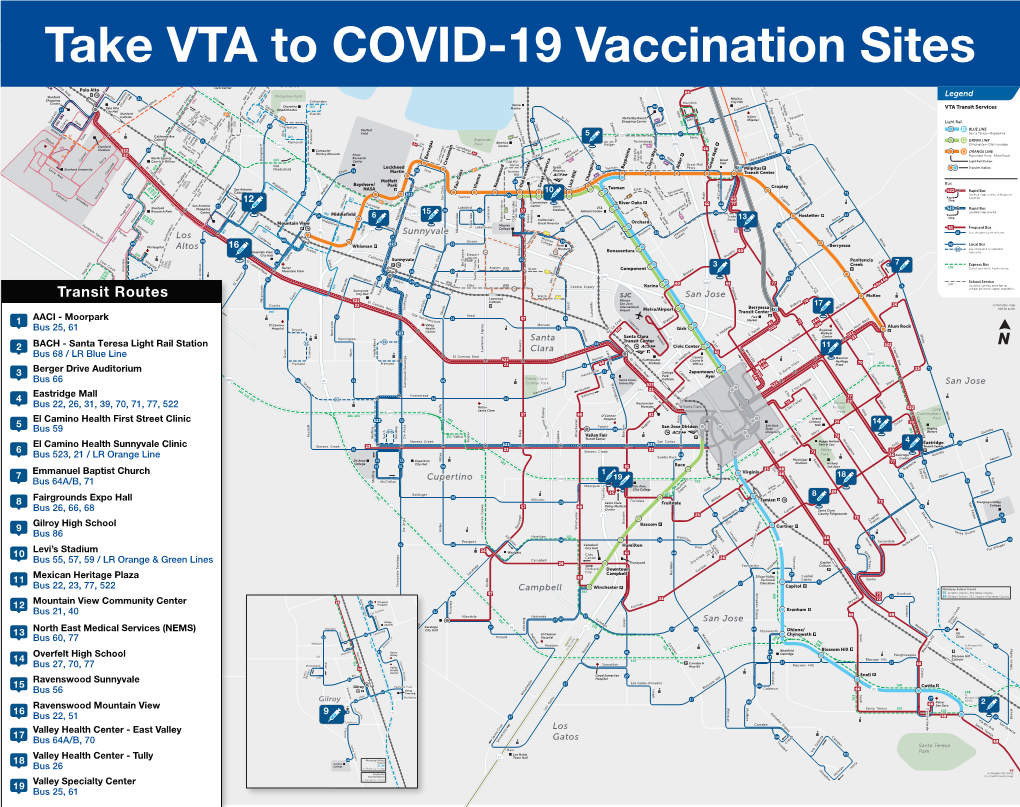 Transit Routes Ale 827 San Jose Lawrence Los Altos Hills Grant V Mineta Y Foothill Expwy Miramonte 522 El Camino Real Caltrain City Hall N 70