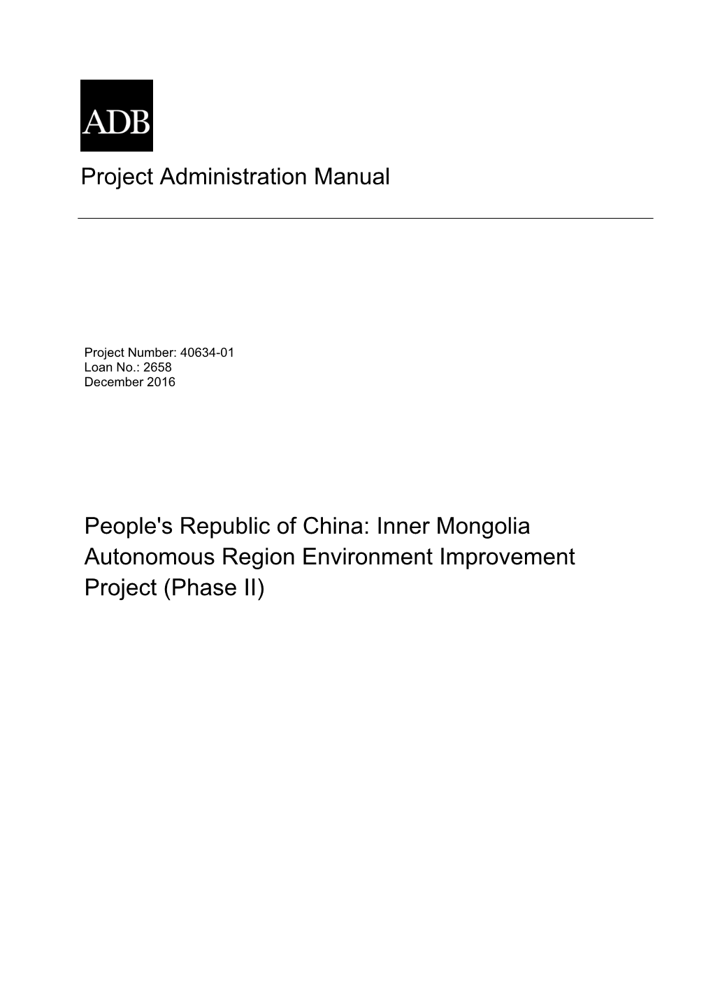 Inner Mongolia Autonomous Region Environment Improvement Project (Phase II)