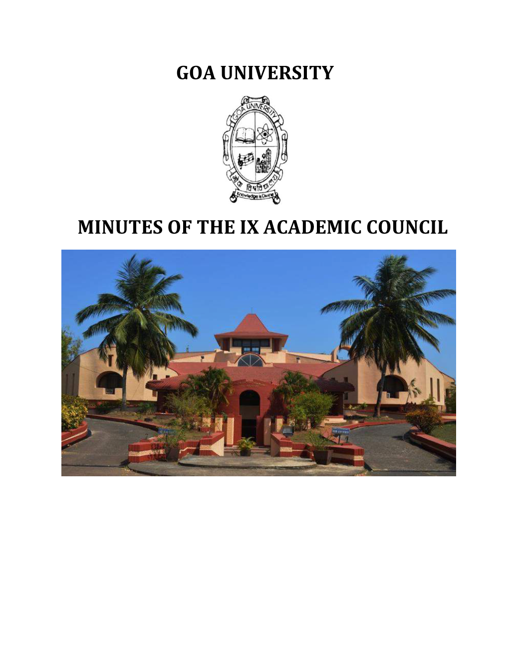 Goa University Minutes of the Ix Academic Council