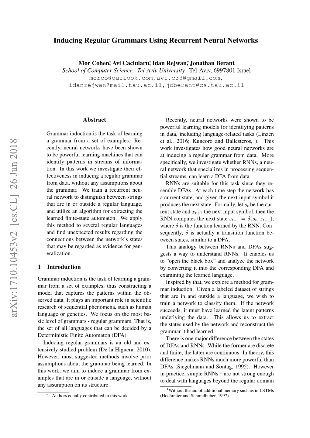 Inducing Regular Grammars Using Recurrent Neural Networks