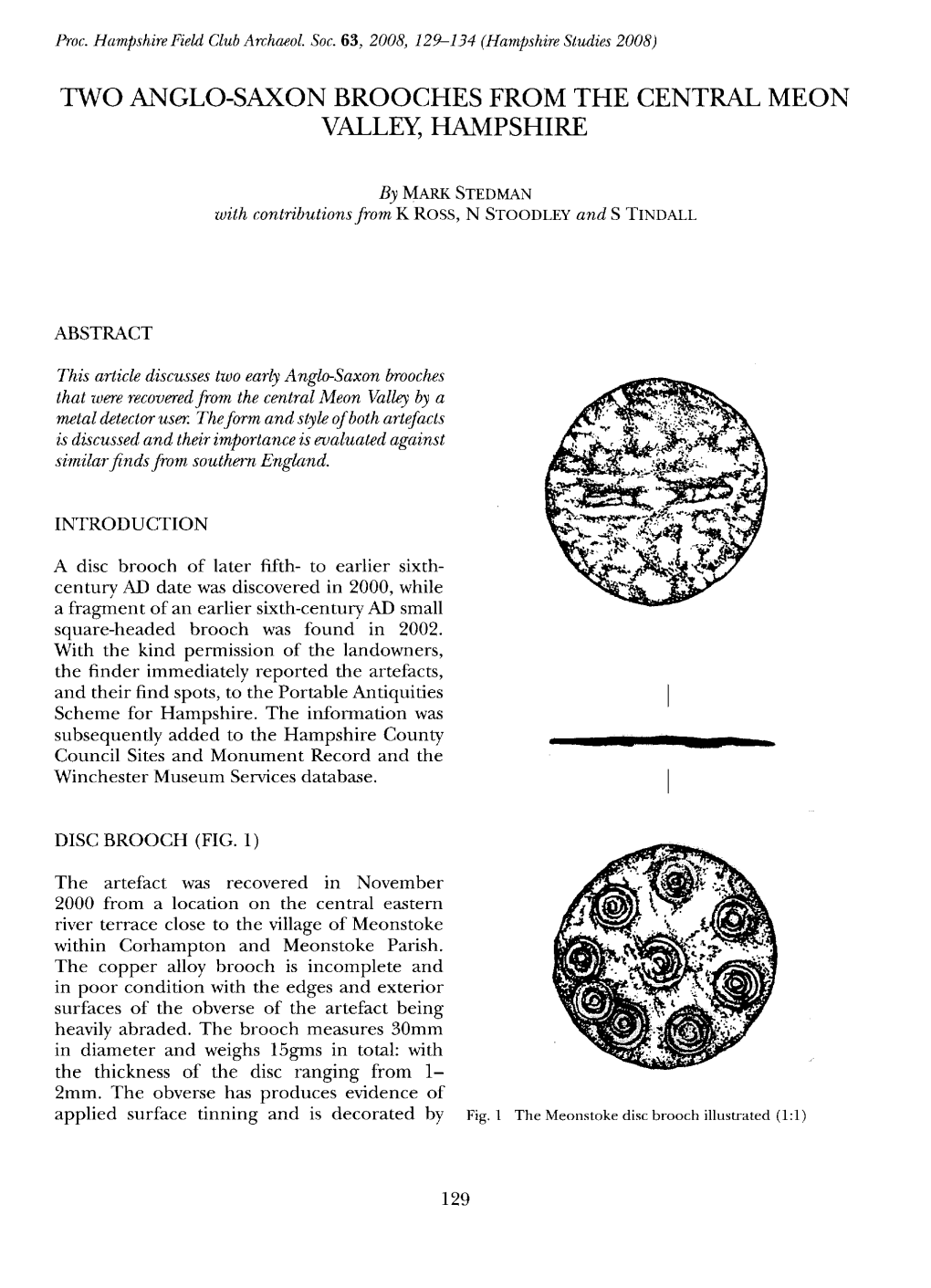 Two Anglo-Saxon Brooches from the Central Meon Valley, Hampshire