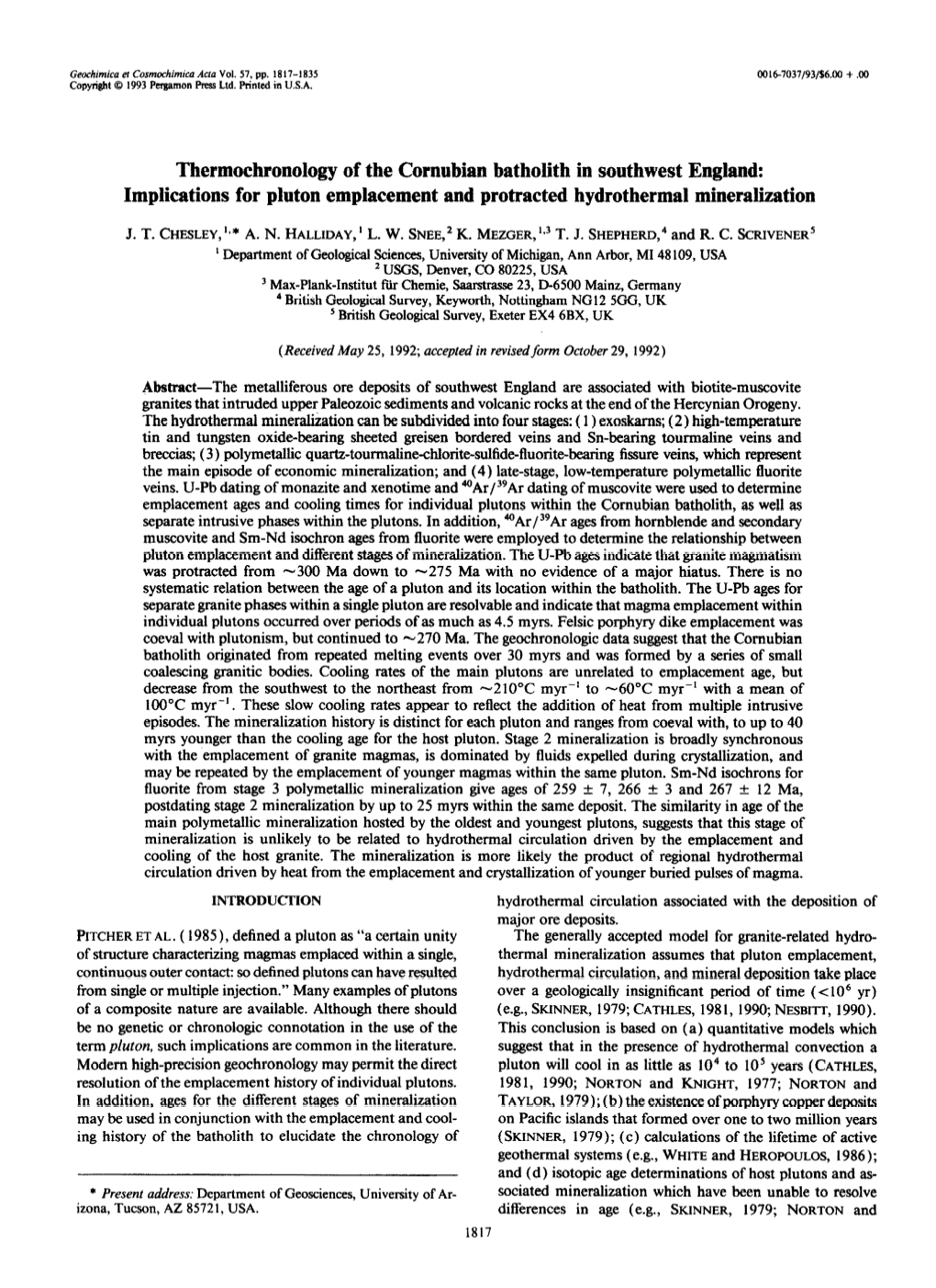 Batholith in Southwest Engine Implications for Pluton Emplacement and Protracted Hydrothermal Mineralization