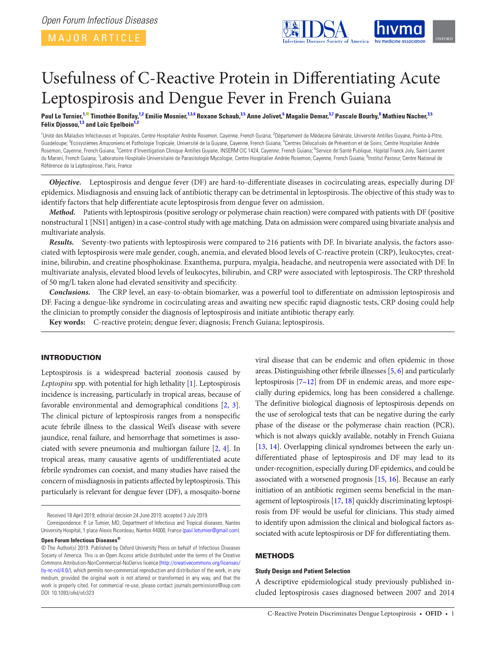 Usefulness of C-Reactive Protein in Differentiating Acute Leptospirosis