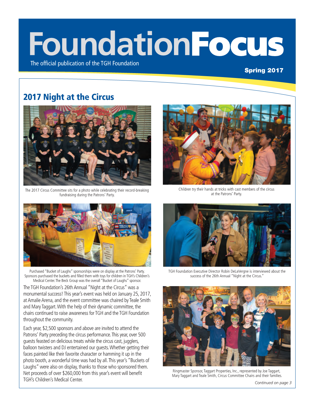 Foundationfocus the Official Publication of the TGH Foundation Spring 2017