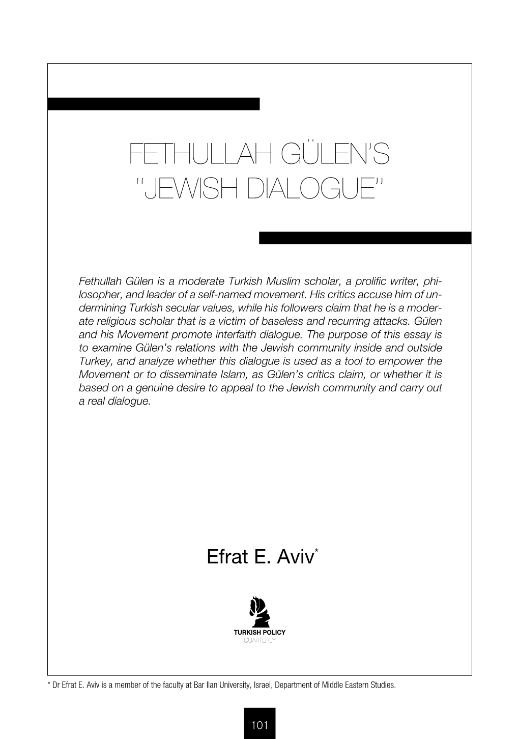Fethullah Gülen's ''Jewish Dialogue''