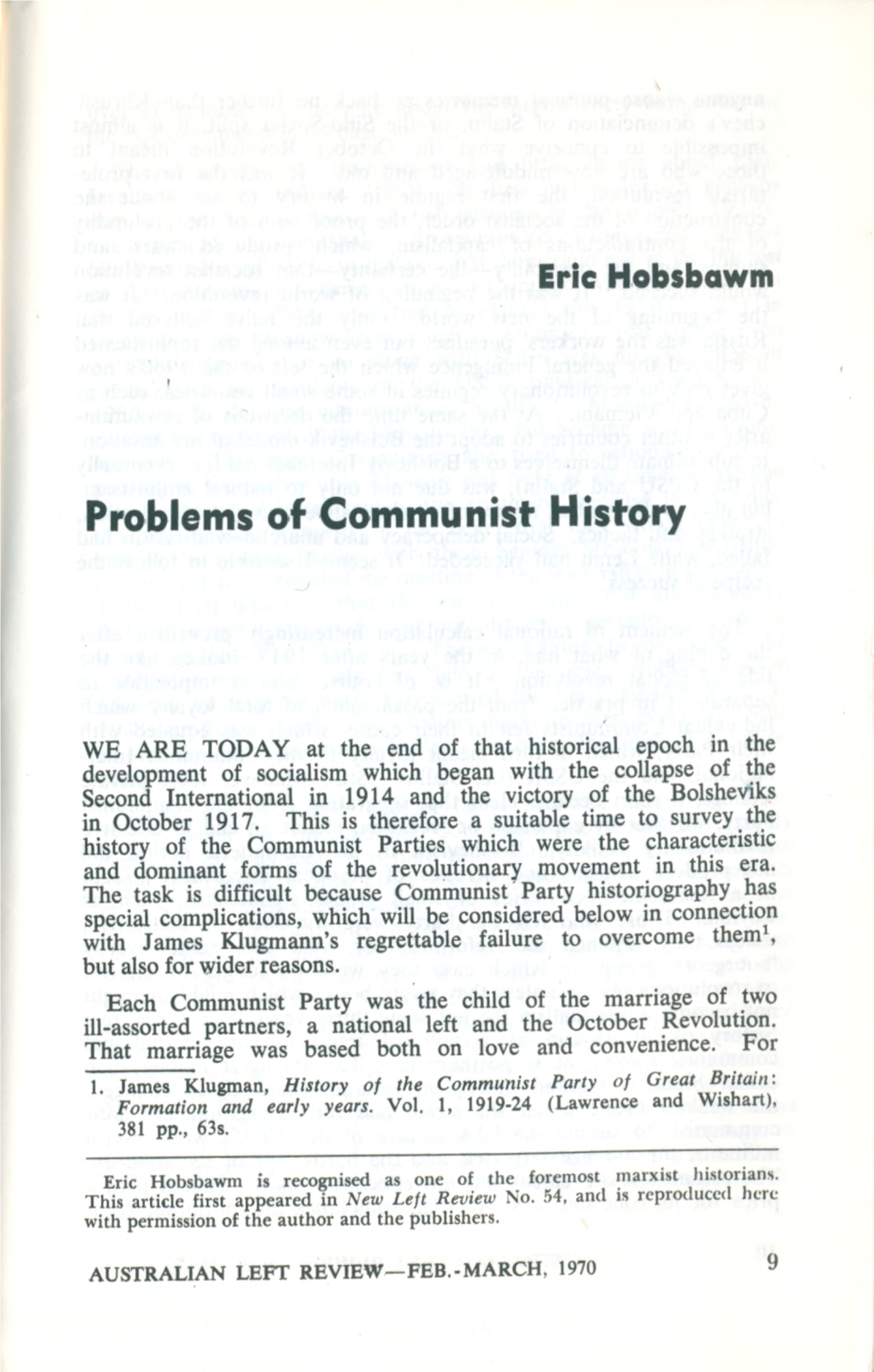 Problems of Communist History