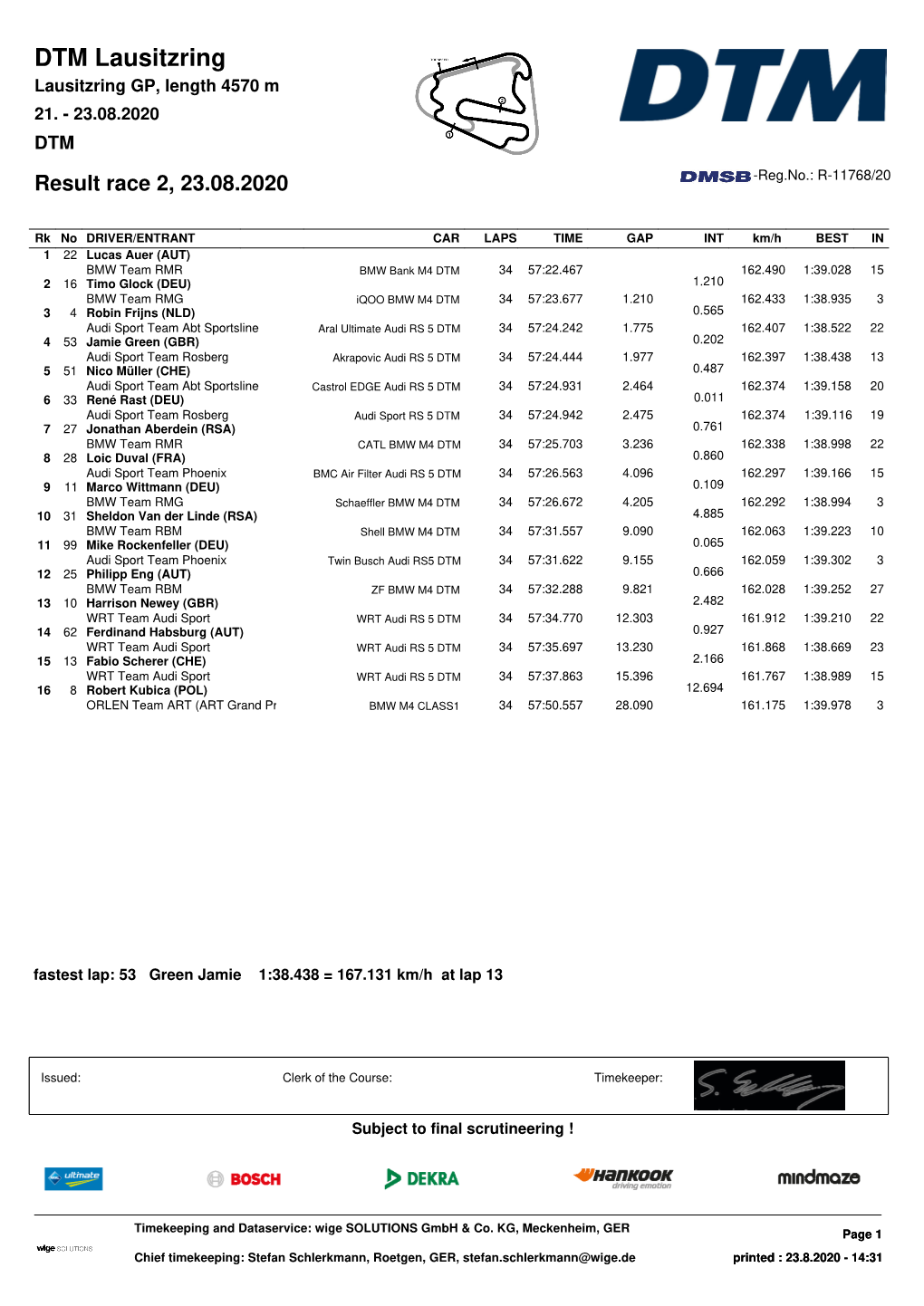 DTM Lausitzring Lausitzring GP, Length 4570 M 21