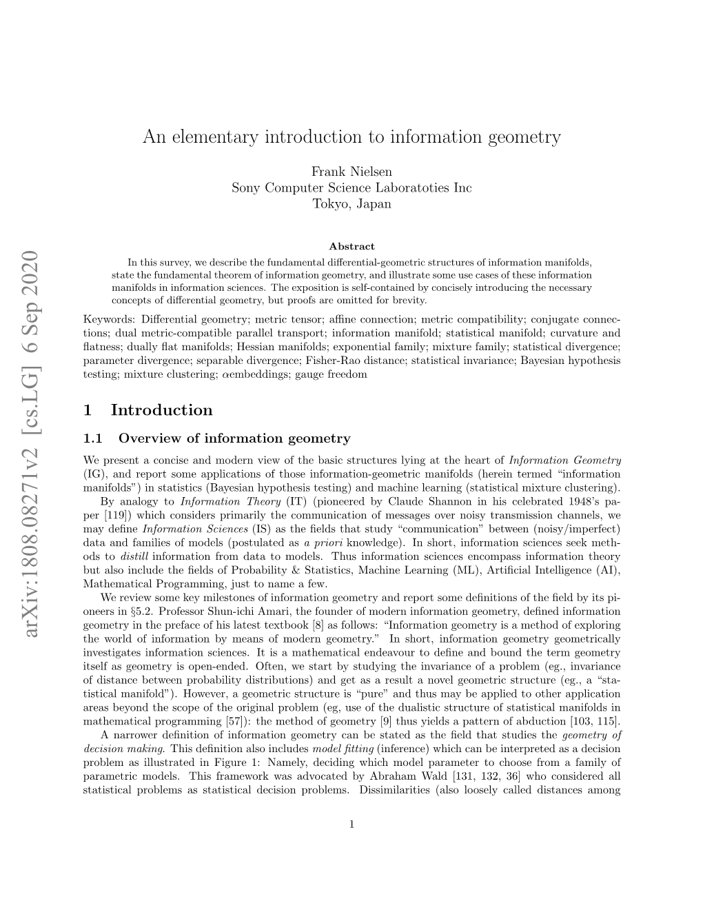 An Elementary Introduction to Information Geometry